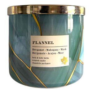 Bath and Body Works Flannel Scented Candle w/ Bergamot, Mahogany & Musk 14.5 Oz